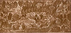 VESTIGES ROMAINS ET HAUTS PLATEAU 00047 HIPPONE DETAIL DE LA MOSAIQUE DE LA CHASSE